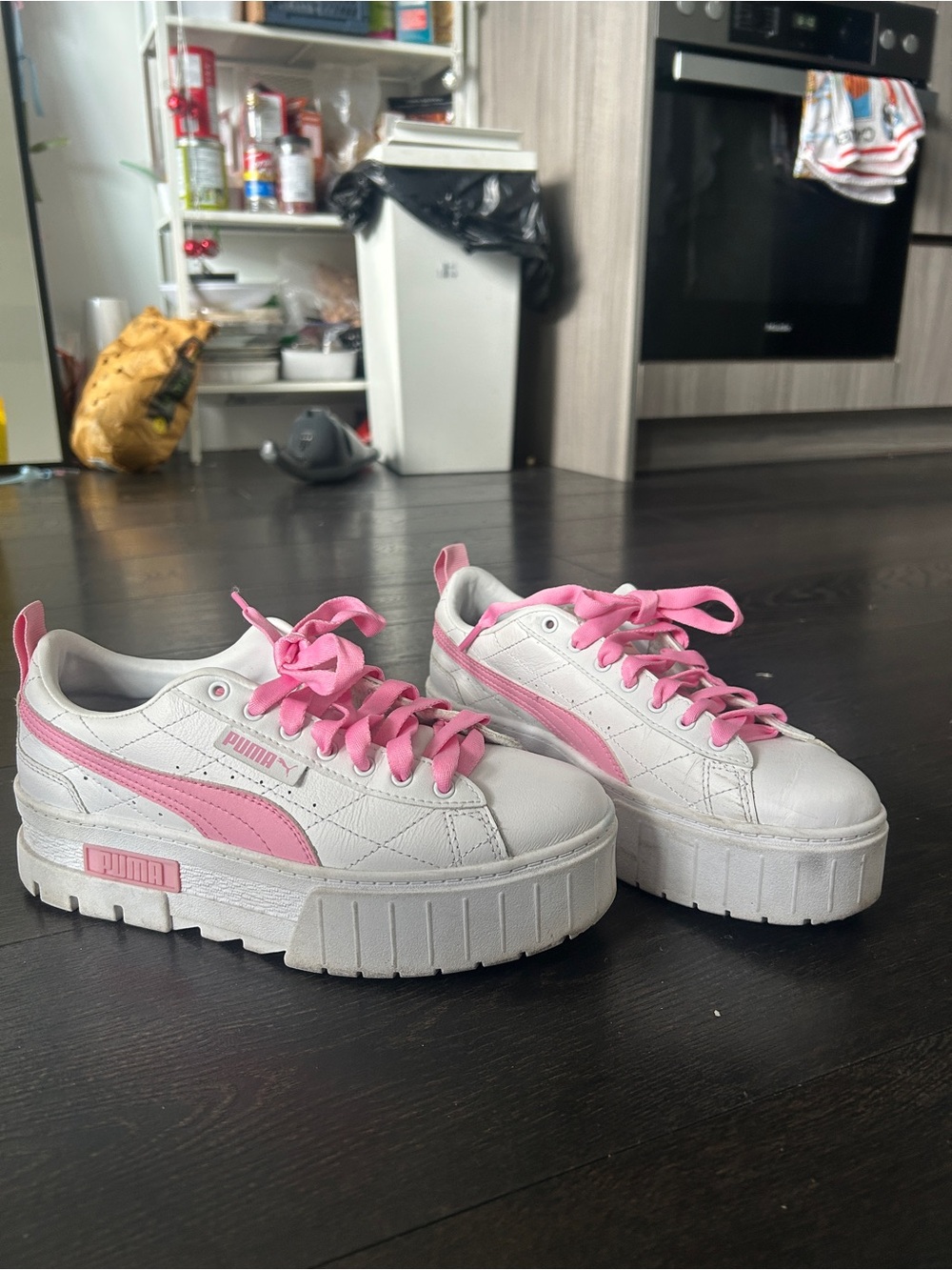 Y2K Baby Phat X Puma White and Pink Platform Sneakers